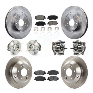 Front Rear Hub Bearings Disc Brake Rotors And Pads Kit (10Pc) For Hyundai Santa Fe XL FWD KBB-115419