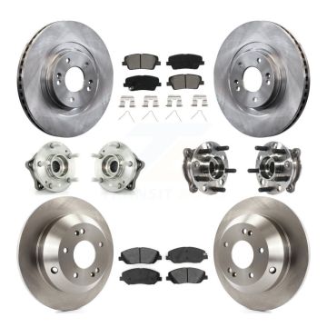 Front Rear Hub Bearings Disc Brake Rotors And Pads Kit (10Pc) For Hyundai Santa Fe XL AWD KBB-115428