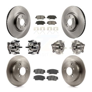 Front Rear Hub Bearing Disc Brake Rotor And Semi-Metallic Pad Kit (10Pc) For Kia Sportage KBB-115429