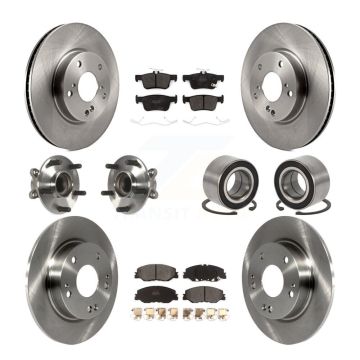 Front Rear Hub Bearings Disc Brake Rotors And Pads Kit (10Pc) For 2019-2022 Honda Insight KBB-115433