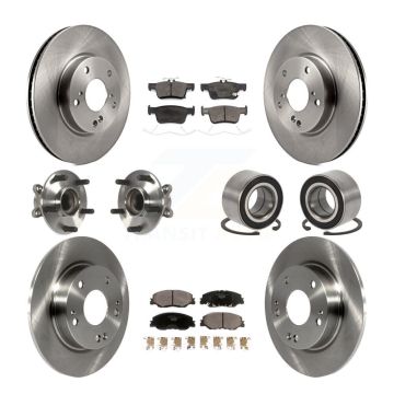 Front Rear Hub Bearings Disc Brake Rotors And Pads Kit (10Pc) For 2019-2022 Honda Insight KBB-115442