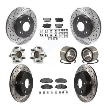 Front Rear Wheel Hub Bearing Coated Disc Brake Rotors And Pads Kit (10Pc) For Honda Civic KBB-115446