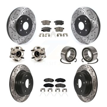 Front Rear Hub Bearing Coated Disc Brake Rotor Pads Kit (10Pc) For Honda Accord Acura TSX KBB-115453