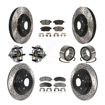 Front Rear Hub Bearing Assembly Coated Disc Brake Rotors And Pads Kit (10Pc) For Acura TL KBB-115455