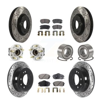 Front Rear Hub Bearing Coated Brake Rotor Pads Kit (10Pc) For Hyundai Tucson Kia Sportage KBB-115458
