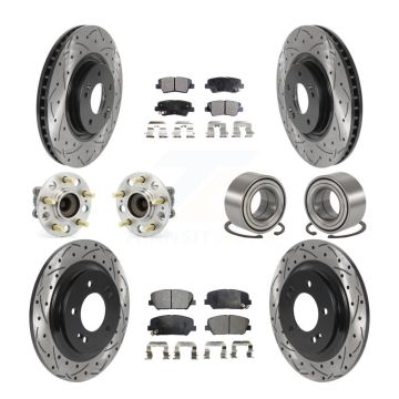 Front Rear Hub Bearing Coated Brake Rotor & Pads Kit (10Pc) For 2013-2015 Kia Optima 2.0L KBB-115463
