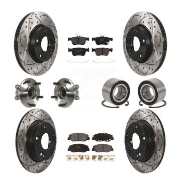 Front Rear Hub Bearing Coated Disc Brake Rotor Pad Kit (10Pc) For 2019-2022 Honda Insight KBB-115477