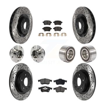 Front Rear Hub Bearing Coated Disc Brake Rotor And Pad Kit (10Pc) For 2014-2018 Fiat 500L KBB-115478