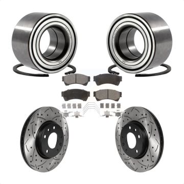 Front Wheel Bearing Drilled Slot Brake Rotor Pads Kit For Ford Fusion Mazda 6 Lincoln MKZ KBB-115481