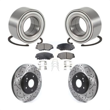 Front Wheel Bearing Coated Drilled Slotted Brake Rotor Pads Kit For 2003-2004 Honda Pilot KBB-115483
