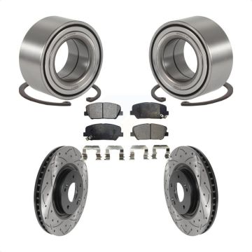 Front Wheel Bearing Coated Drilled Slot Brake Rotor Pad Kit For 2011-2015 Kia Optima 2.0L KBB-115486