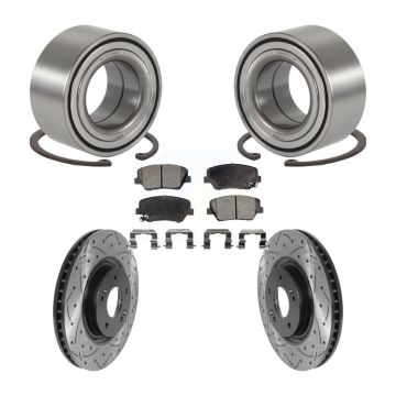 Front Wheel Bearing Coated Drilled Slot Brake Rotor & Pad Kit For 2012-2017 Hyundai Azera KBB-115487