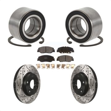 Front Wheel Bearing Coated Drilled Slot Brake Rotor & Pad Kit For 2019-2022 Honda Insight KBB-115494