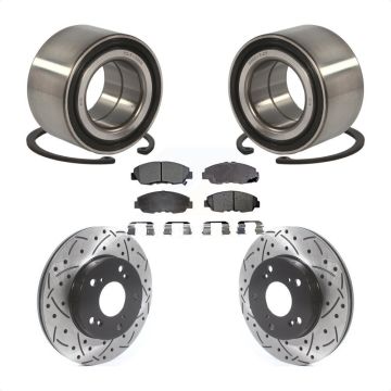 Front Wheel Bearing Coated Drilled Slotted Disc Brake Rotors And Pads Kit For Honda Civic KBB-115499