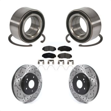 Front Wheel Bearing Coated Drilled Slotted Brake Rotor Pad Kit For Honda Accord Acura TSX KBB-115502