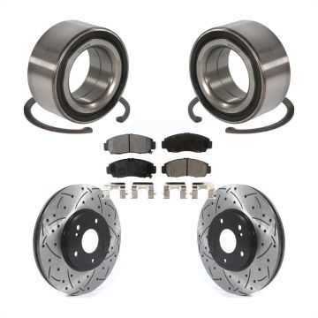 Front Wheel Bearing Coated Drilled Slotted Brake Rotor Pad Kit For Honda Accord Acura TSX KBB-115503