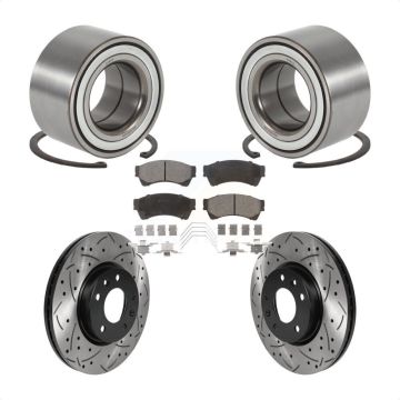 Front Wheel Bearing Coated Drilled Slotted Brake Rotor Pad Kit For 2009-2013 Mazda 6 3.7L KBB-115505