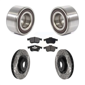 Front Wheel Bearing Coated Drilled Slotted Brake Rotor & Pads Kit For 2014-2018 Fiat 500L KBB-115511