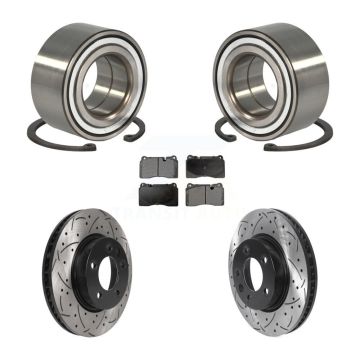 Front Wheel Bearing Coated Drilled Slotted Brake Rotor And Pad Kit For Volkswagen Touareg KBB-115514