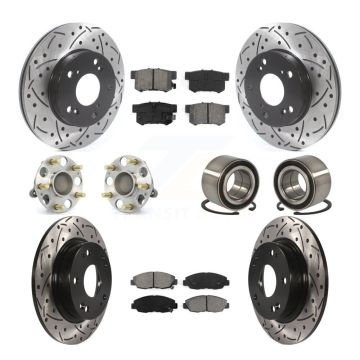 Front Rear Wheel Hub Bearing Coated Disc Brake Rotors And Pads Kit (10Pc) For Honda Civic KBB-115523