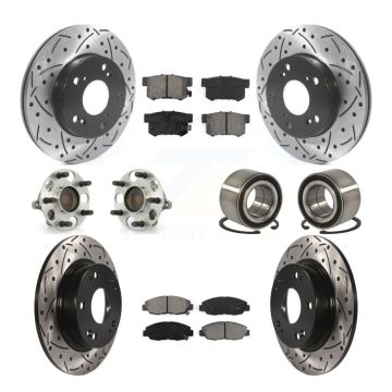 Front Rear Wheel Hub Bearing Coated Disc Brake Rotors And Pads Kit (10Pc) For Honda Civic KBB-115524