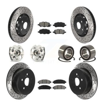 Front Rear Hub Bearing Coated Brake Rotor & Pad Kit (10Pc) For 2009-2016 Toyota Venza AWD KBB-115529
