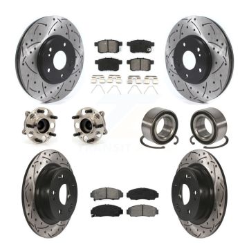 Front Rear Hub Bearing Coated Disc Brake Rotor Pads Kit (10Pc) For Honda Accord Acura TSX KBB-115531