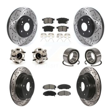 Front Rear Hub Bearing Coated Disc Brake Rotor Pads Kit (10Pc) For Honda Accord Acura TSX KBB-115532