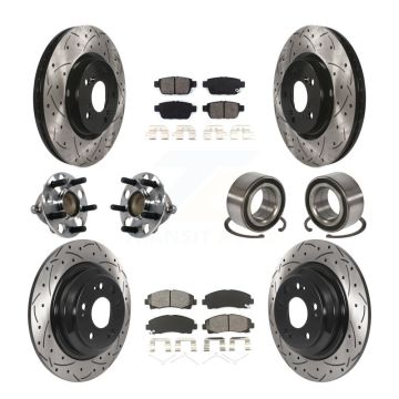 Front Rear Hub Bearing Assembly Coated Disc Brake Rotors And Pads Kit (10Pc) For Acura TL KBB-115533