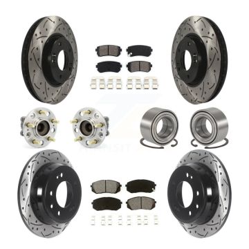 Front Rear Hub Bearing Coated Brake Rotor Pads Kit (10Pc) For Hyundai Tucson Kia Sportage KBB-115536