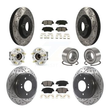 Front Rear Hub Bearing Coated Brake Rotor & Pads Kit (10Pc) For Hyundai Sonata Kia Optima KBB-115537