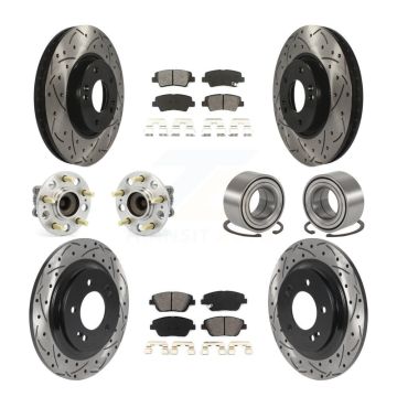 Front Rear Hub Bearing Coated Brake Rotor & Pads Kit (10Pc) For 2013-2015 Kia Optima 2.4L KBB-115538