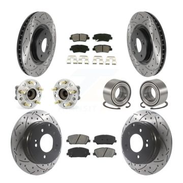 Front Rear Hub Bearings Coated Disc Brake Rotors And Pads Kit (10Pc) For Kia Optima 2.0L KBB-115540