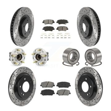 Front Rear Hub Bearing Coated Brake Rotor & Pads Kit (10Pc) For 2013-2015 Kia Optima 2.0L KBB-115541