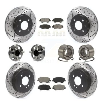 Front Rear Hub Bearing Coated Brake Rotor And Pad Kit (10Pc) For 2012-2017 Hyundai Accent KBB-115552
