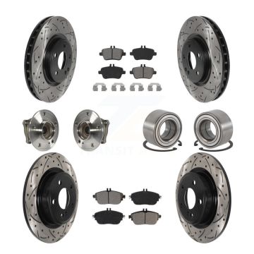 Front Rear Hub Bearing Coat Brake Rotor Pads Kit (10Pc) For Mercedes-Benz GLA250 CLA250 B KBB-115554