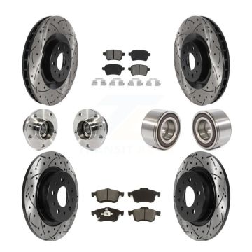 Front Rear Hub Bearing Coated Disc Brake Rotor And Pad Kit (10Pc) For 2014-2018 Fiat 500L KBB-115555