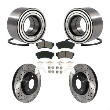 Front Wheel Bearing Drilled Slot Brake Rotor Pads Kit For Ford Fusion Mazda 6 Lincoln MKZ KBB-115558