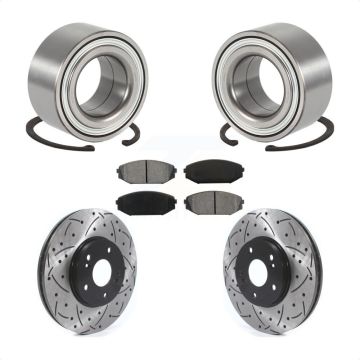 Front Wheel Bearing Coated Drilled Slotted Brake Rotor & Pads Kit For 2001-2002 Acura MDX KBB-115559