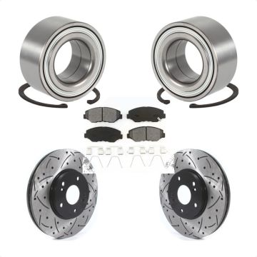 Front Wheel Bearing Coated Drilled Slotted Brake Rotor Pads Kit For 2003-2004 Honda Pilot KBB-115560