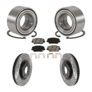 Front Wheel Bearing Coated Drilled Slot Brake Rotor & Pad Kit For 2012-2017 Hyundai Azera KBB-115564