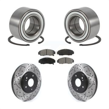 Front Wheel Bearing Coated Drilled Slotted Disc Brake Rotors And Pads Kit For Acura TL CL KBB-115565