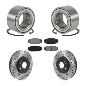 Front Wheel Bearing Coated Drilled Slot Brake Rotor & Pad Kit For 1999-2004 Honda Odyssey KBB-115568