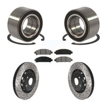 Front Wheel Bearing Coated Drilled Slotted Brake Rotor Pad Kit For 2009-2016 Toyota Venza KBB-115569