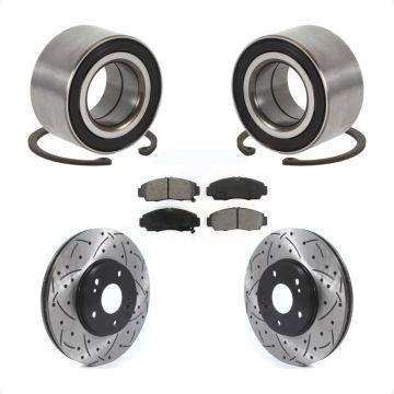 Front Wheel Bearing Coated Drilled Slot Brake Rotor Pad Kit For Honda Accord Acura TSX TL KBB-115570