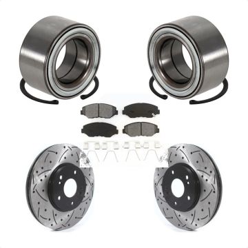 Front Wheel Bearing Coated Drilled Slotted Brake Rotor Pads Kit For 2005-2008 Honda Pilot KBB-115573