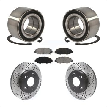 Front Wheel Bearing Coated Drilled Slotted Disc Brake Rotors And Pads Kit For Honda Civic KBB-115574
