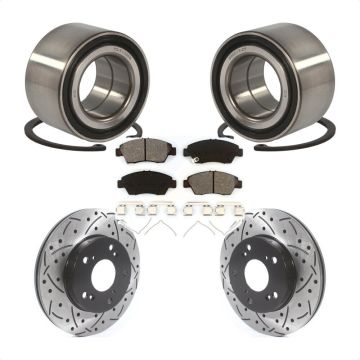 Front Wheel Bearing Coated Drilled Slotted Disc Brake Rotors And Pads Kit For Honda Civic KBB-115575