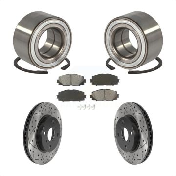 Front Wheel Bearing Coat Drill Slot Brake Rotor Pad Kit For Toyota Yaris Prius C Scion iQ KBB-115576