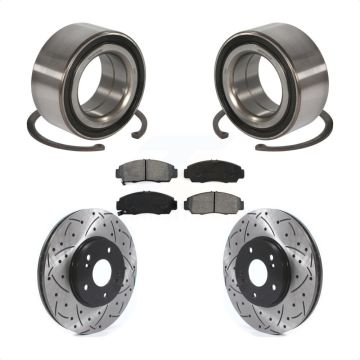 Front Wheel Bearing Coated Drilled Slotted Brake Rotor Pad Kit For Honda Accord Acura TSX KBB-115577